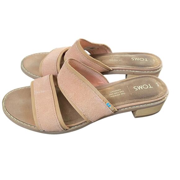 Toms Mariposa Suede Peach Nude Strap Sandals size 6 - Picture 3 of 8